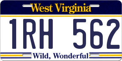 WV license plate 1RH562