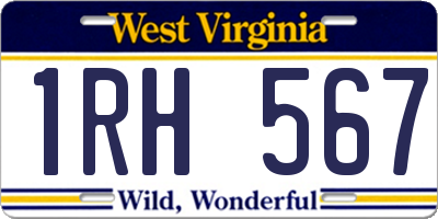 WV license plate 1RH567
