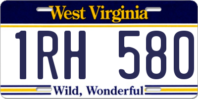 WV license plate 1RH580