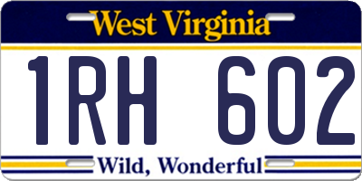 WV license plate 1RH602