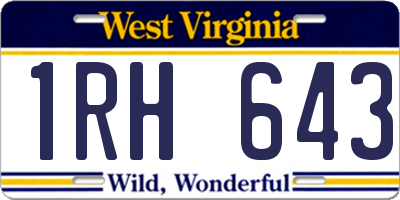 WV license plate 1RH643