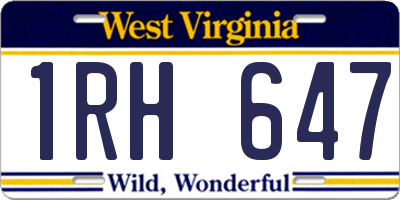 WV license plate 1RH647