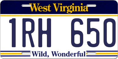 WV license plate 1RH650