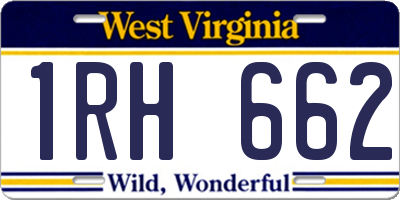 WV license plate 1RH662