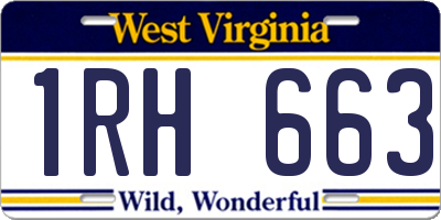 WV license plate 1RH663