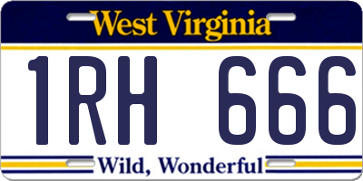 WV license plate 1RH666