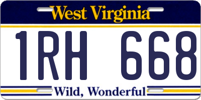 WV license plate 1RH668