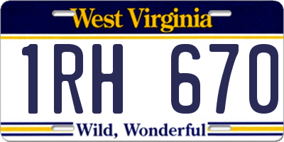 WV license plate 1RH670