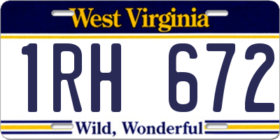 WV license plate 1RH672