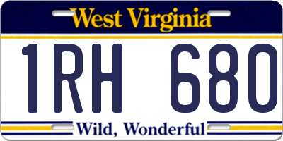 WV license plate 1RH680