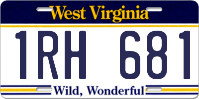 WV license plate 1RH681