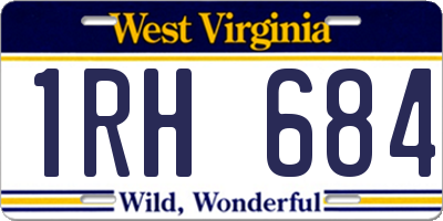 WV license plate 1RH684