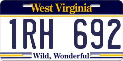 WV license plate 1RH692