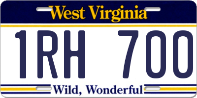 WV license plate 1RH700