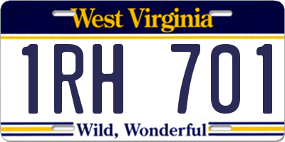 WV license plate 1RH701