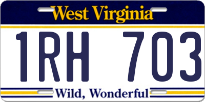 WV license plate 1RH703