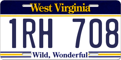WV license plate 1RH708