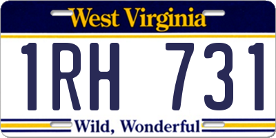 WV license plate 1RH731