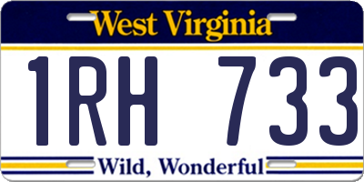 WV license plate 1RH733