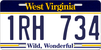 WV license plate 1RH734