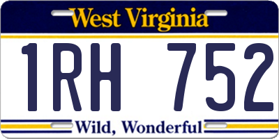 WV license plate 1RH752