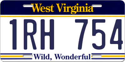 WV license plate 1RH754