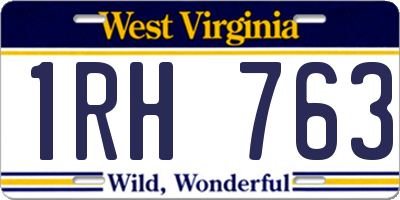 WV license plate 1RH763