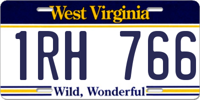 WV license plate 1RH766