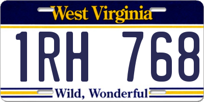 WV license plate 1RH768