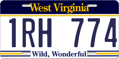 WV license plate 1RH774