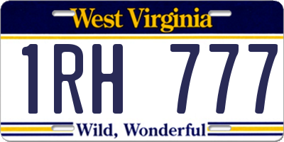 WV license plate 1RH777
