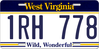 WV license plate 1RH778
