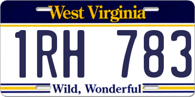 WV license plate 1RH783