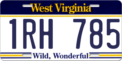 WV license plate 1RH785