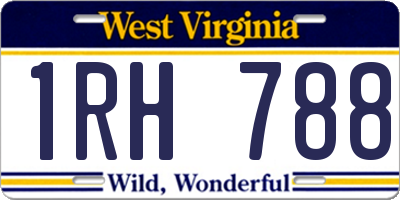 WV license plate 1RH788