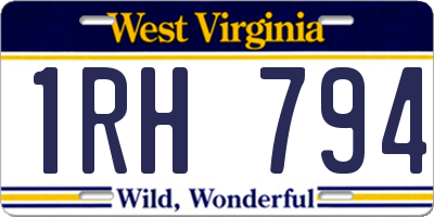 WV license plate 1RH794