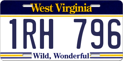 WV license plate 1RH796