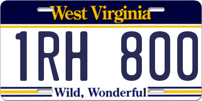 WV license plate 1RH800