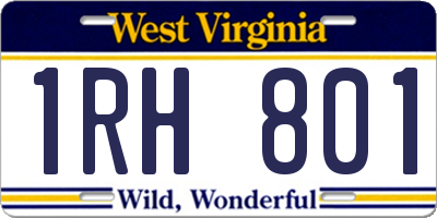 WV license plate 1RH801