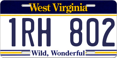 WV license plate 1RH802
