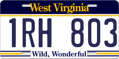 WV license plate 1RH803