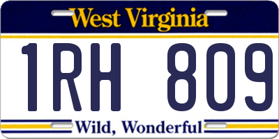 WV license plate 1RH809