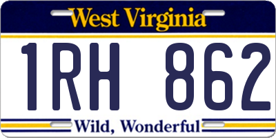 WV license plate 1RH862