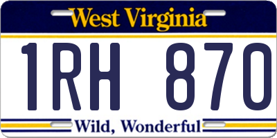 WV license plate 1RH870