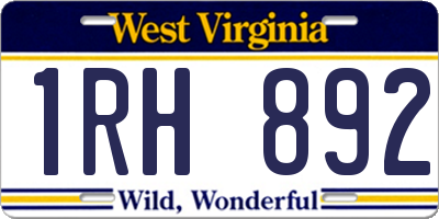 WV license plate 1RH892