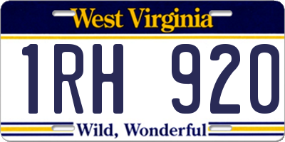 WV license plate 1RH920