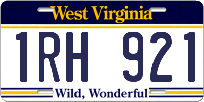 WV license plate 1RH921