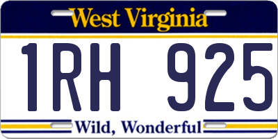 WV license plate 1RH925