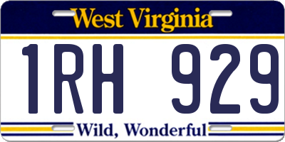 WV license plate 1RH929