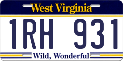 WV license plate 1RH931